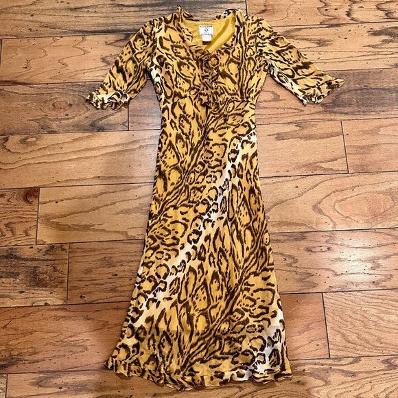 Size: 4P Woman's Beaded Animal Print Leopard Dress Brand: IE Petite - Picture 1 of 6